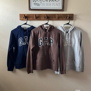 GAP Women’s Hoodie Bundle 3 Pack Full Zip Logo Zip Hoodies Size S